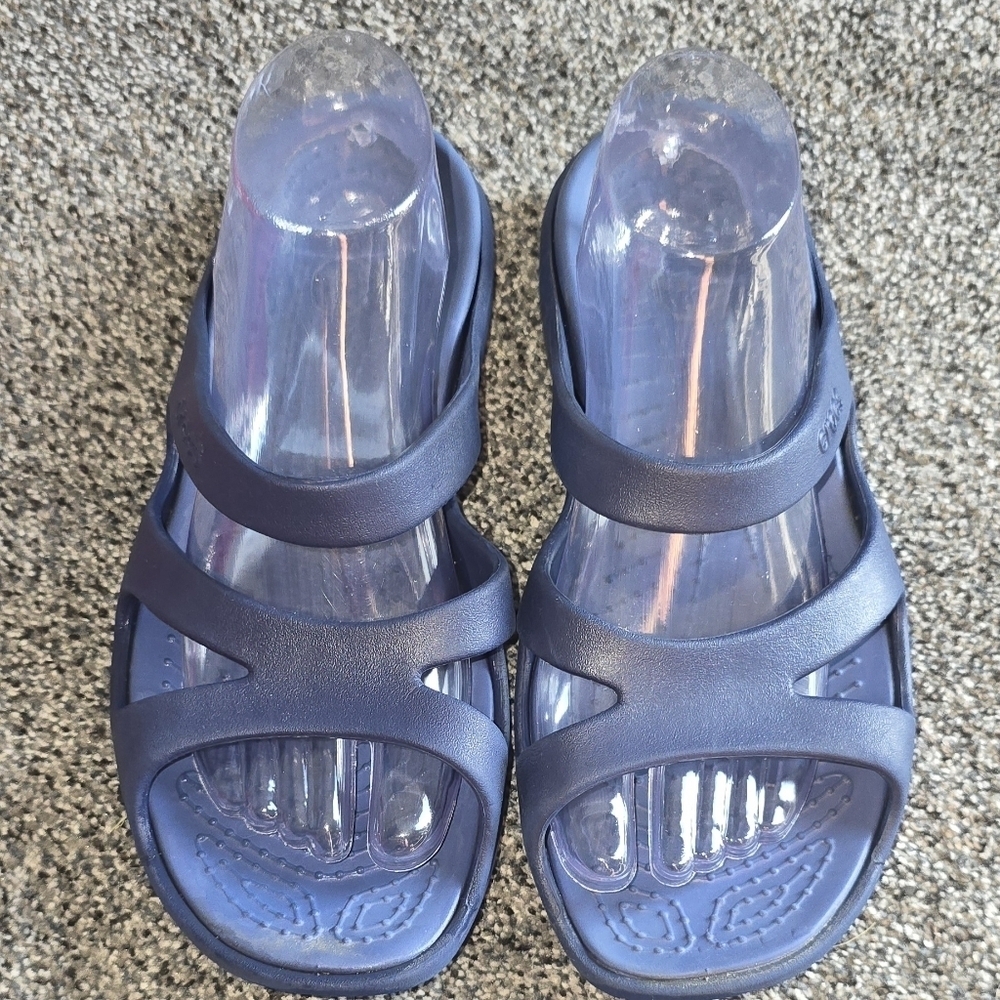 Crocs Women's Monterey Blue Rubber Comfort Sandal Size 11 - Picture 2 of 8